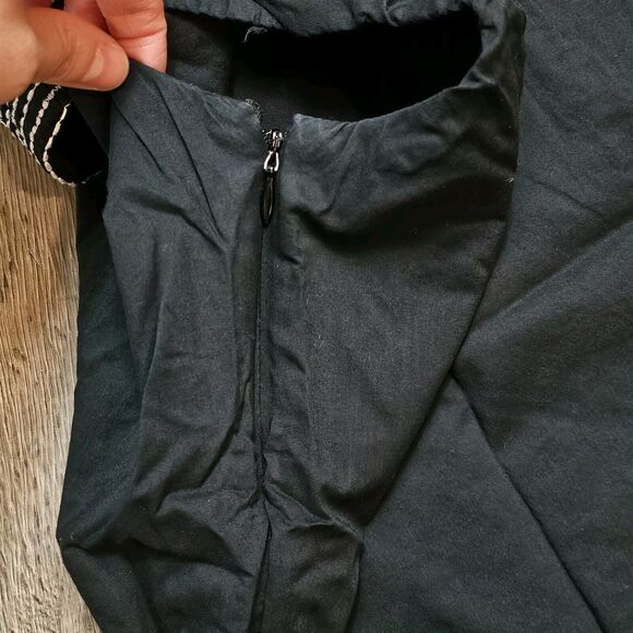 LOFT Black Cotton Embroidered Tank Top Shell Nautical Mediterranean Style Lined - Picture 10 of 11